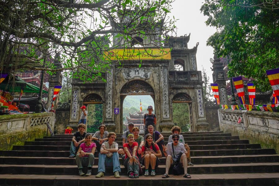 students engaging with historical place in Vietnam